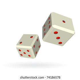Pair of gambling dice isolated on white