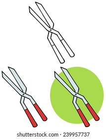 Pair of Gardeners Pruners. Vector Collection Set