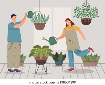 pair gardeners workers characters group