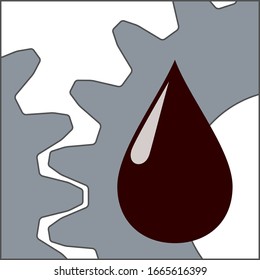 El par de engranajes y una gota de aceite.