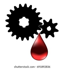 The pair of gears and a drop of oil.