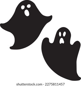 Pair of Ghost Silhouette Vectors Shapes Cute Cartoon