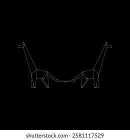 Pair Giraffe Polygonal Lines, can use for Logo, Pictogram, Animal Figure, Website, Apps, or Graphic Design Element. Vector Illustration