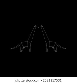 Pair Giraffe Polygonal Lines, can use for Logo, Pictogram, Animal Figure, Website, Apps, or Graphic Design Element. Vector Illustration