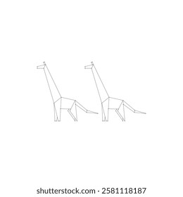 Pair Giraffe Polygonal Lines, can use for Logo, Pictogram, Animal Figure, Website, Apps, or Graphic Design Element. Vector Illustration