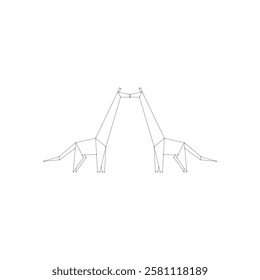 Pair Giraffe Polygonal Lines, can use for Logo, Pictogram, Animal Figure, Website, Apps, or Graphic Design Element. Vector Illustration