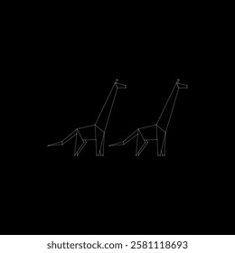 Pair Giraffe Polygonal Lines, can use for Logo, Pictogram, Animal Figure, Website, Apps, or Graphic Design Element. Vector Illustration