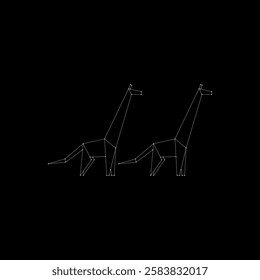 Pair Giraffe Polygonal Lines, can use for Logo, Pictogram, Animal Figure, Website, Apps, or Graphic Design Element. Vector Illustration