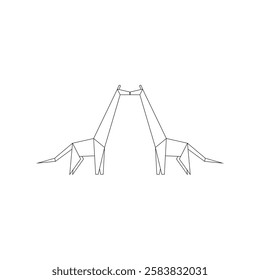 Pair Giraffe Polygonal Lines, can use for Logo, Pictogram, Animal Figure, Website, Apps, or Graphic Design Element. Vector Illustration