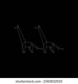 Pair Giraffe Polygonal Lines, can use for Logo, Pictogram, Animal Figure, Website, Apps, or Graphic Design Element. Vector Illustration