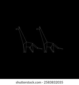 Pair Giraffe Polygonal Lines, can use for Logo, Pictogram, Animal Figure, Website, Apps, or Graphic Design Element. Vector Illustration