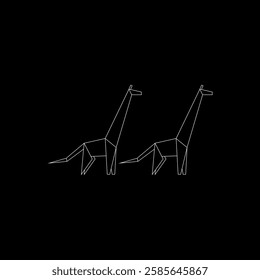 Pair Giraffe Polygonal Lines, can use for Logo, Pictogram, Animal Figure, Website, Apps, or Graphic Design Element. Vector Illustration