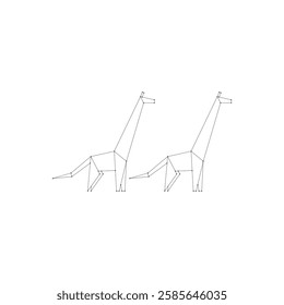 Pair Giraffe Polygonal Lines, can use for Logo, Pictogram, Animal Figure, Website, Apps, or Graphic Design Element. Vector Illustration