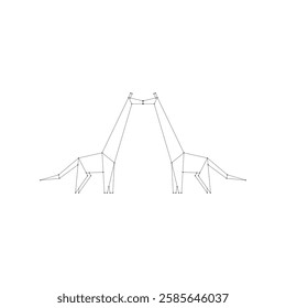 Pair Giraffe Polygonal Lines, can use for Logo, Pictogram, Animal Figure, Website, Apps, or Graphic Design Element. Vector Illustration