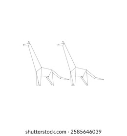 Pair Giraffe Polygonal Lines, can use for Logo, Pictogram, Animal Figure, Website, Apps, or Graphic Design Element. Vector Illustration