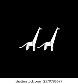 Pair Giraffe Shape Inspired by Origami Form, can use for Logo, Pictogram, Animal Figure, Website, Apps, or Graphic Design Element. Vector Illustration