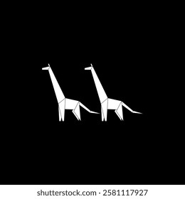 Pair Giraffe Shape Inspired by Origami Form, can use for Logo, Pictogram, Animal Figure, Website, Apps, or Graphic Design Element. Vector Illustration