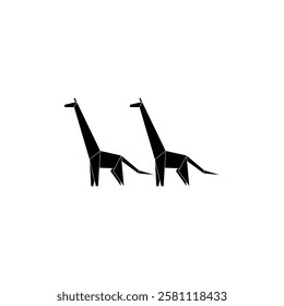 Pair Giraffe Shape Inspired by Origami Form, can use for Logo, Pictogram, Animal Figure, Website, Apps, or Graphic Design Element. Vector Illustration