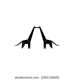 Pair Giraffe Shape Inspired by Origami Form, can use for Logo, Pictogram, Animal Figure, Website, Apps, or Graphic Design Element. Vector Illustration