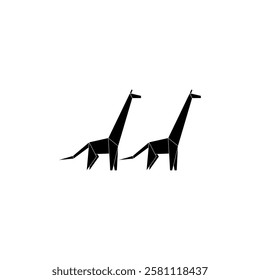 Pair Giraffe Shape Inspired by Origami Form, can use for Logo, Pictogram, Animal Figure, Website, Apps, or Graphic Design Element. Vector Illustration