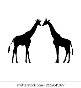 A Pair of Giraffe Silhouette for Logo or Graphic Design Element. Vector Illustration