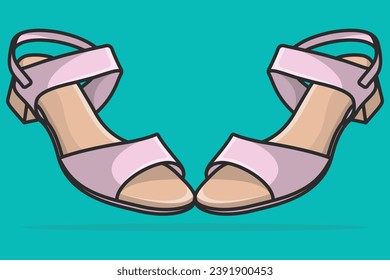 Pair Of Girls Beautiful Footwear Sandals vector illustration. Beauty fashion objects icon concept. New arrival women party sandals shoes pair vector design.