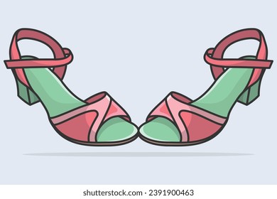 Pair Of Girls Beautiful Footwear Sandals vector illustration. Beauty fashion objects icon concept. New arrival women party sandals shoes pair vector design.