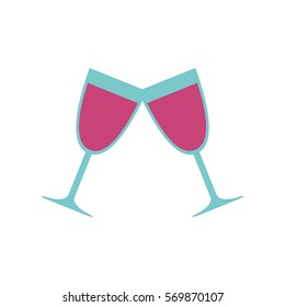 pair glass cup wine love celebration icon vector illustration eps 10