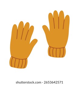 A pair of gloves. Hand-drawn. Flat vector illustration isolated on a white background.