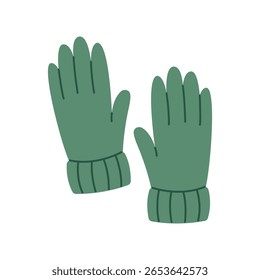 A pair of gloves. Hand-drawn. Flat vector illustration isolated on a white background.