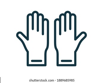 Pair of gloves line icons. Two gloves - left and right. Medical equipment sign. Hand symbol. Vector illustration.