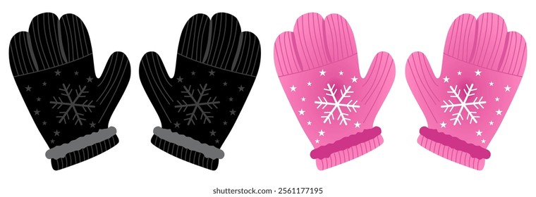 Pair of Gloves and Mittens as Garment Covering Hand Vector Set