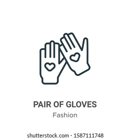 Pair of gloves outline vector icon. Thin line black pair of gloves icon, flat vector simple element illustration from editable fashion concept isolated on white background