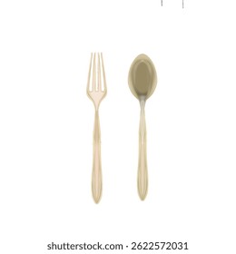 a pair of gold forks and spoons without background