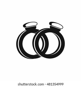 A pair of gold wedding rings in simple style isolated on white background vector illustration