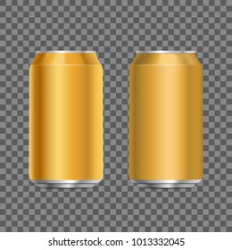 Pair of golden template cans on transparent background