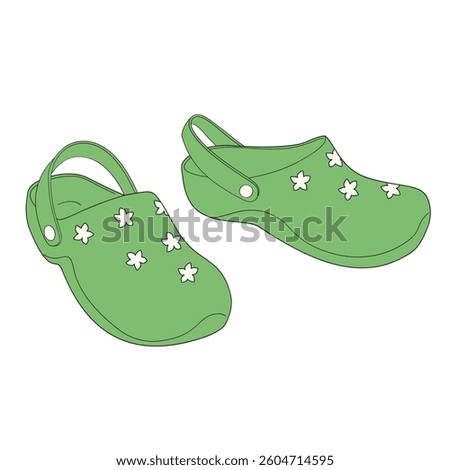 pair of green rubber gardening clogs shoes