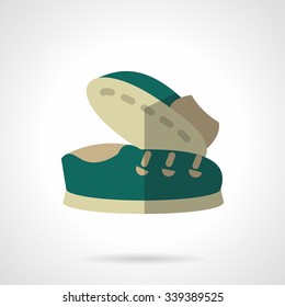 Pair of green shoes. Footwear. Flat color style vector icon. Buttons and design elements for website, mobile app, business. 