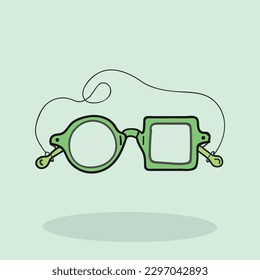 A pair of green sunglasses with a green frame and a normal lens