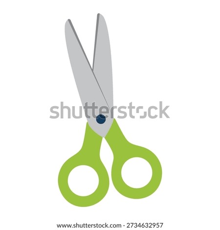 A pair of green-handled scissors with silver blades against a plain white background.