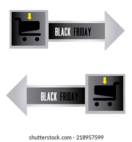 a pair of grey banners with text and a cart for black friday
