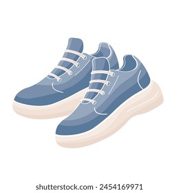 a pair of grey color sneakers color vector illustration
