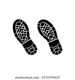 Pair of grunge shoe print icon silhouette vector illustration design on white background.