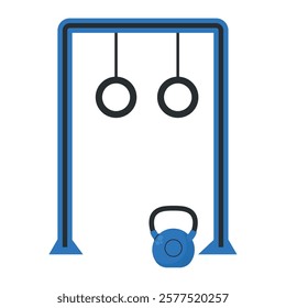 A pair of gymnastic rings for fitness and training in cartoon style