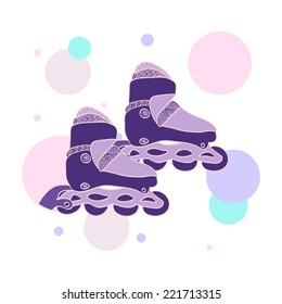 A pair of hand drawn colorful rollers on abstract background. Vector illustration.