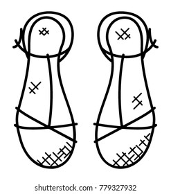 
A pair of hand drawn sandals hand drawn icon
