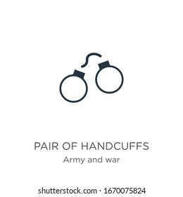 Pair of handcuffs icon vector. Trendy flat pair of handcuffs icon from army and war collection isolated on white background. Vector illustration can be used for web and mobile graphic design, logo, 
