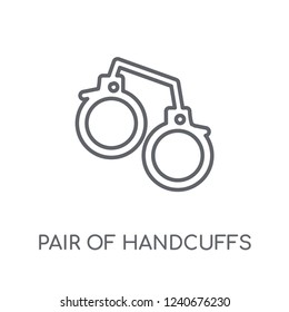 Pair of Handcuffs linear icon. Modern outline Pair of Handcuffs logo concept on white background from army and war collection. Suitable for use on web apps, mobile apps and print media.