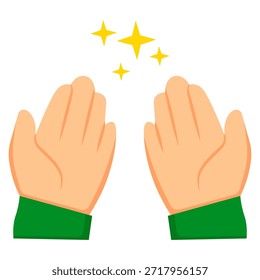 Un par de manos en un movimiento de aplausos con puños verdes y estrellas amarillas que simbolizan aplausos o celebración