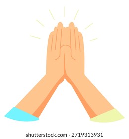 Un par de manos juntas en oración, con rayos de luz brillantes que irradian desde la parte superior, simbolizando la esperanza y la espiritualidad.